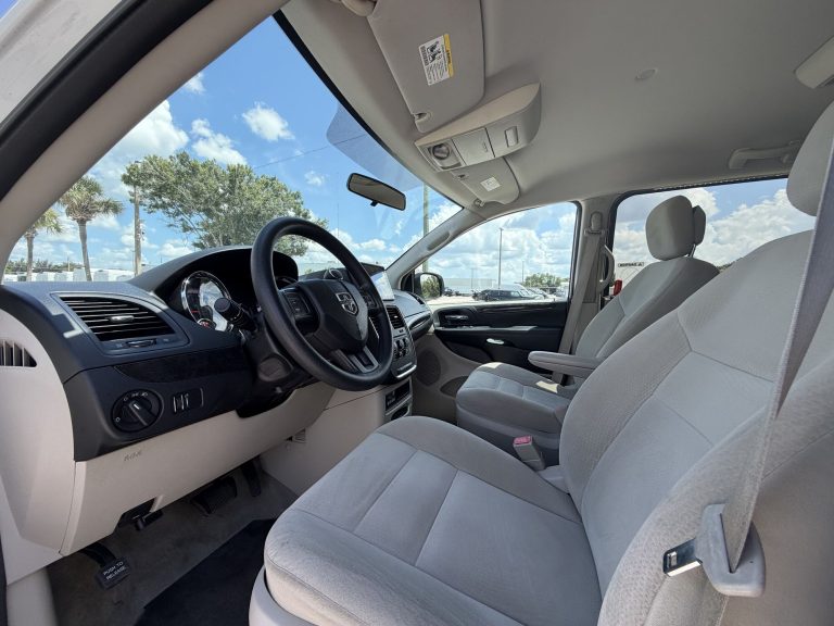 Front seats, dashboard and steering wheel of the wheelchair accessible van